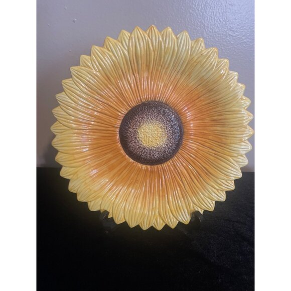 Sunflower Ceramic Decorative Plate Made In ITALY Serving Pottery 10" Diameter - Picture 11 of 11